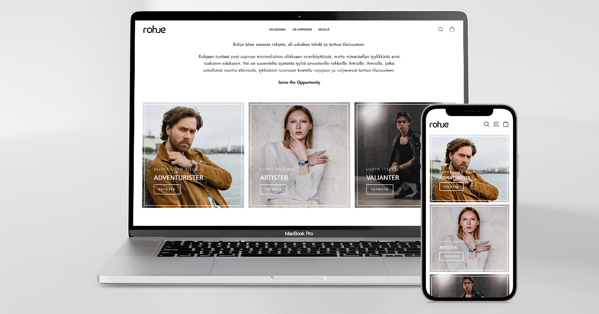 Picture of Rohje website on a MacBook and iPhone screen