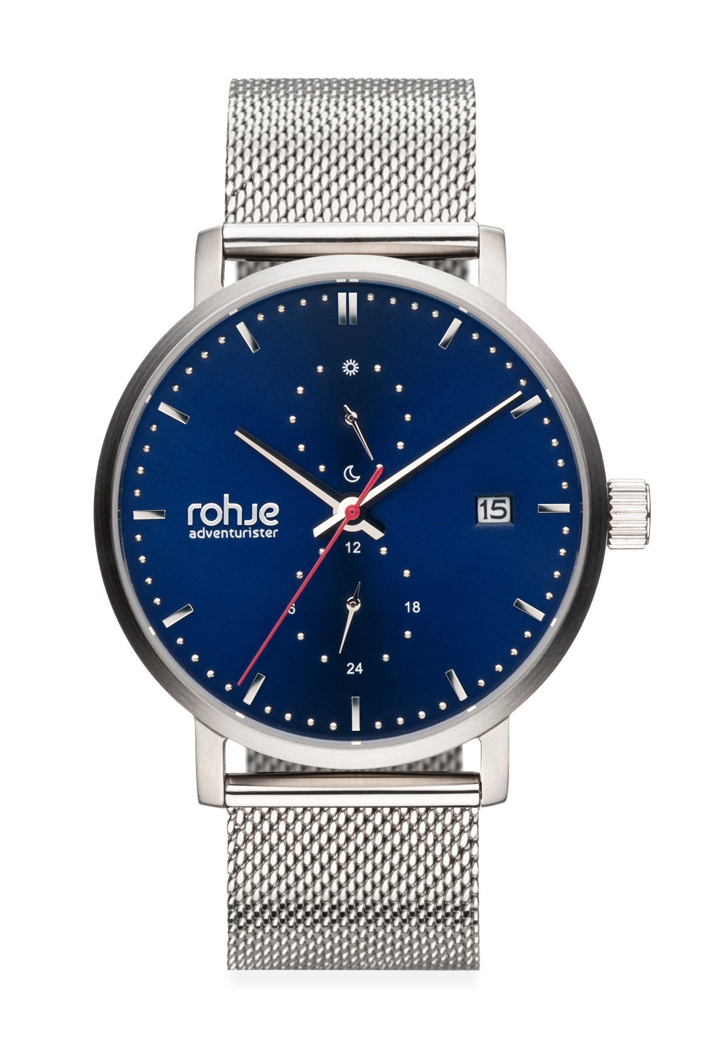 Rohje Adventurister Blue, hopea mesh-ranneke #strap_silver-mesh