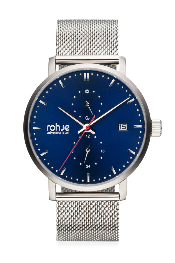 Rohje Adventurister Blue, hopea mesh-ranneke #strap_silver-mesh