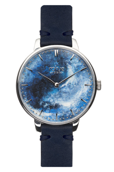 Rohje Artister, Into the Blue tumman sinisellä poronnahkarannekkeella #strap_dark-blue-reindeer-leather