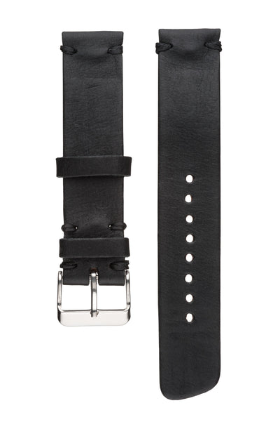 Rohje mustan värinen poronnahkaranneke #strap_black-black-stitch